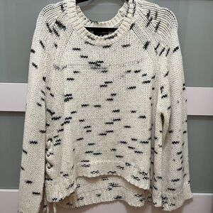 Anthropologie Aqua Cream and Black Knit Sweater